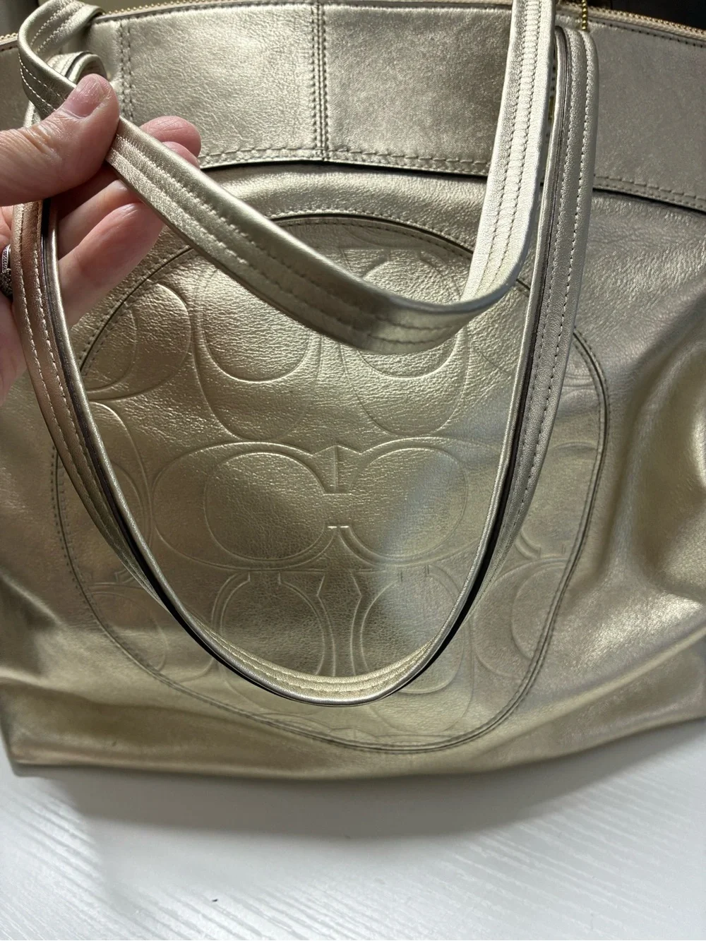 Coach Laura metallic gold leather tote